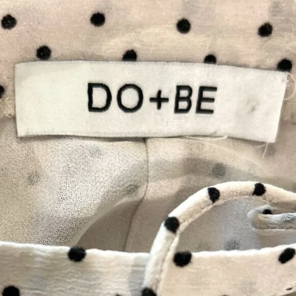 DO+BE SZ L Ivory Sheer Polka Dot Ruffled Top 80's Fairy Romantic Feminine Boho - Picture 8 of 10
